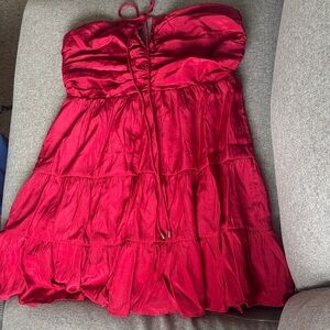 Elegant Red Strapless Mini Dress